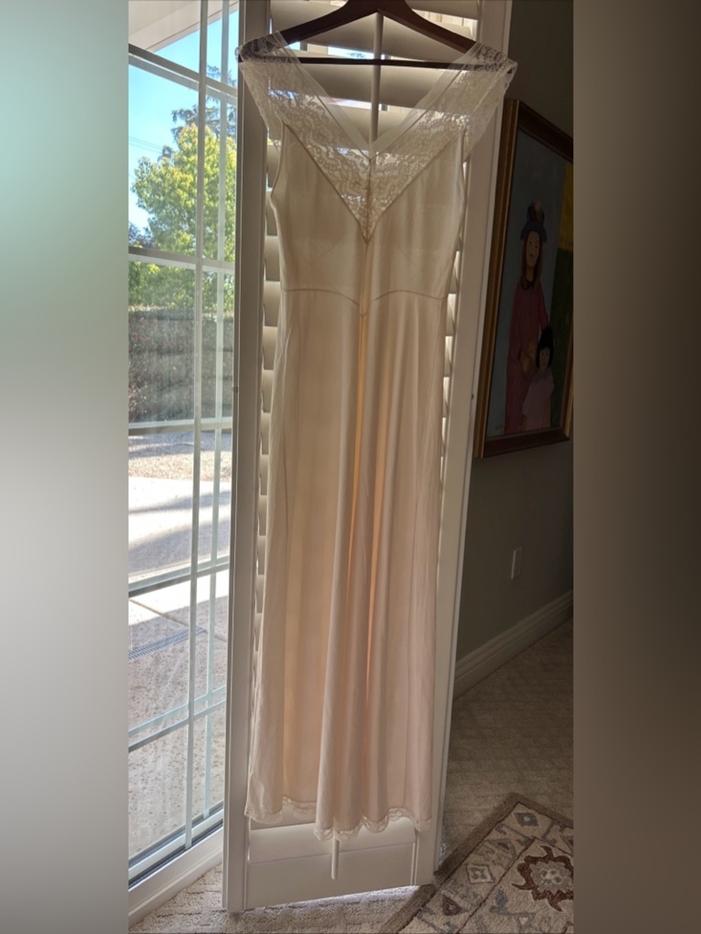 Vintage Vanity Fair Blush Pink Full Length Sleeveless Lace Trim Nightgown Sz 34 - Picture 6 of 14